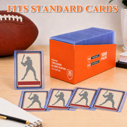 punada 200 Pack Card Sleeves and Top Loaders, 3" x 4" Hard Plastic Trading Card Holders, Baseball Card Protectors for Sports Cards, 100 Hard + 100 Soft Sleeves