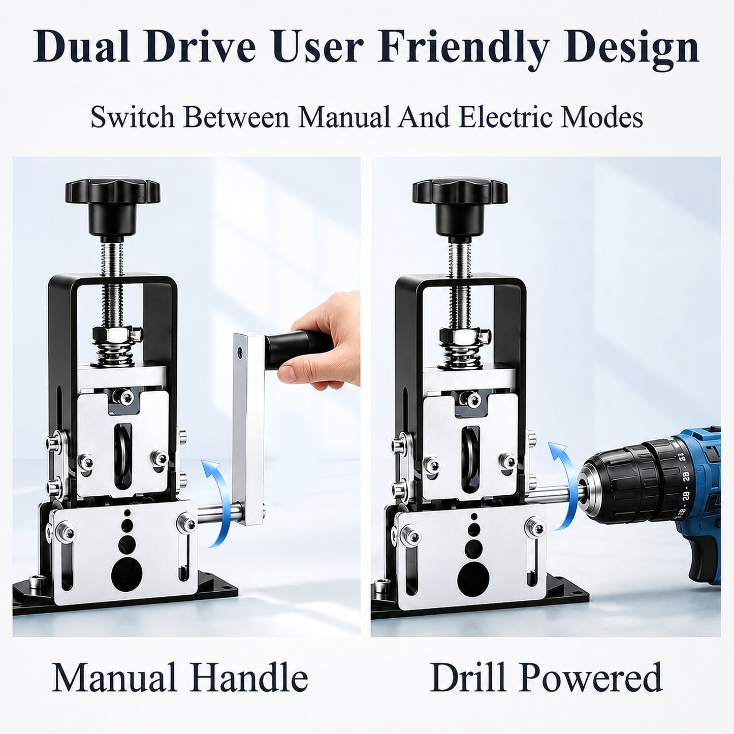 punada Manual Wire Stripping Machine, Gauge Wire 0.06-1 inch, Copper Wire Peeler Tool, Drill Powered and Hand Crank Dual-Drive Stripper for Scrap Recycling and DIY Use