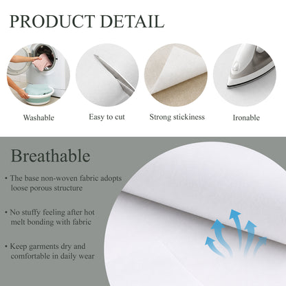 punada Fusible Interfacing for Sewing, 17in x 30yd Medium Weight Iron-on Non-Woven Single-Sided Interfacing for DIY Craft Supplies, Quilting, Shirt Plackets and Dresses, White