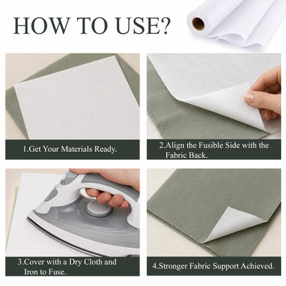 punada Fusible Interfacing for Sewing, 17in x 30yd Medium Weight Iron-on Non-Woven Single-Sided Interfacing for DIY Craft Supplies, Quilting, Shirt Plackets and Dresses, White