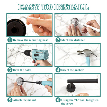 punada 10 pcs Matte Black Bathroom Hardware Set, Stainless Steel Bathroom Accessories Set with Toilet Paper Holder, Towel Ring & Hooks, Towel Bar Set for Home, Towel Racks for Bathroom Wall Mounted