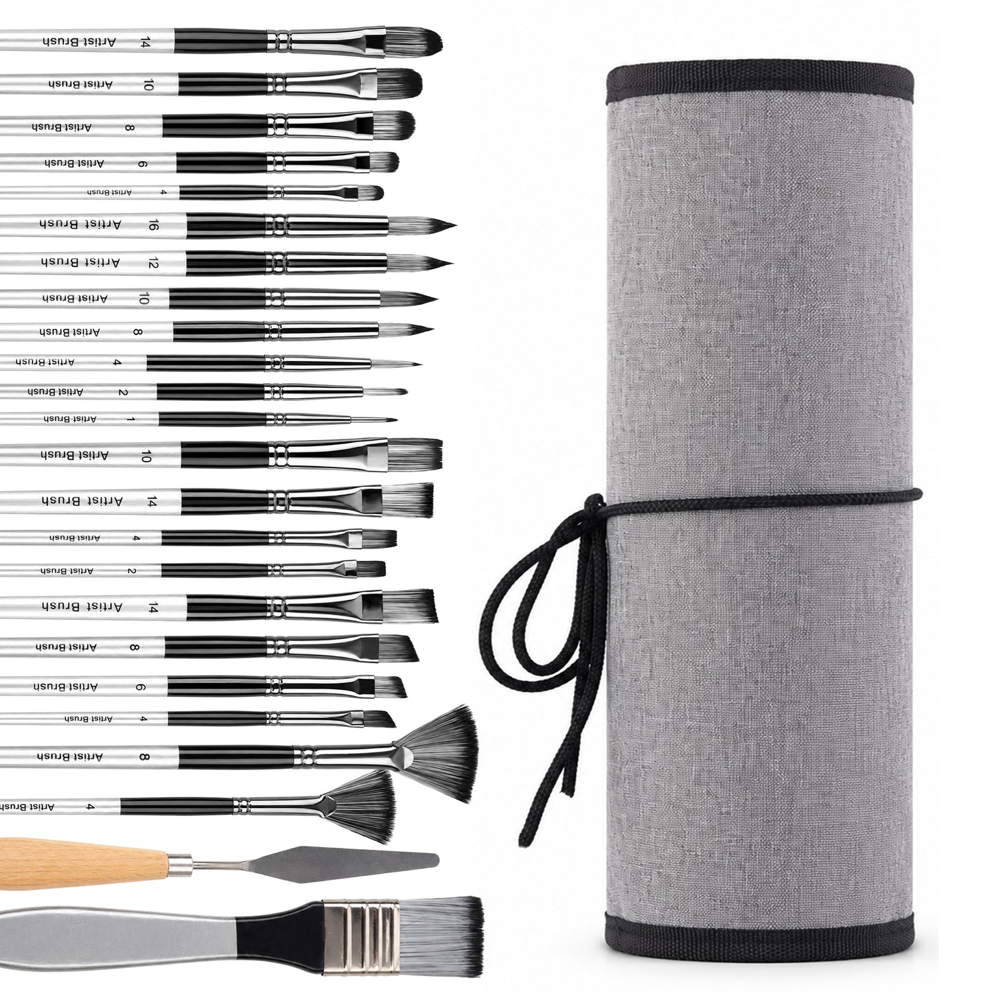 punada 24 Pcs Acrylic Paint Brushes Set for Acrylic Painting, Artist Paint Brushes with Soft Bristles & Comfortable Handles, for Acrylic Oil Watercolor, Canvas, Detail Art, Beginners & Artists